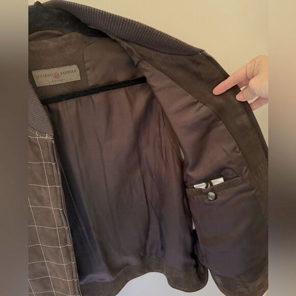 Vintage Handmade LUCIANO BARBERA Brown Nubuck Leather Quilted Full Zip Vest 54 - Picture 6 of 11